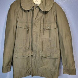 USAF Green Cold Weather Field Jacket OG 107 - Men's Small S Long Coat - Vintage